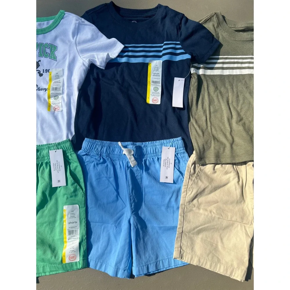 Wonder Nation Boys 8 Piece Lot 3T NWT T-Shirts and Shorts Mix Match Set